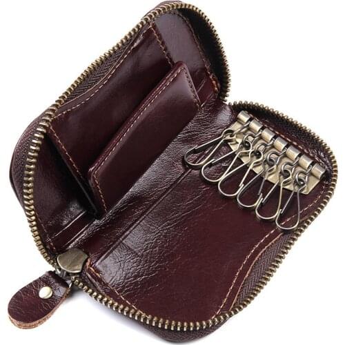 MAHEU Genuine Leather Keycase Key Holder for car key bag cow leather coin purse leather key bag men women key cases coin wallet