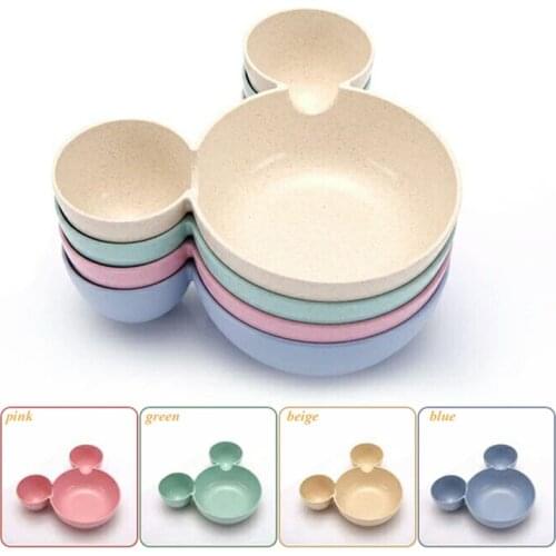 Kids Cartoon Bowl Natural Wheat Straw Kitchen plastic bowls Fast Food Dish Travel Dinnerware