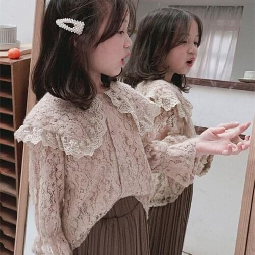 DFXD Kids Clothes Spring girls set 2PC Elegant Party Suit Outfits Toddler Full Lace Blouse Pleated Skirt Children Clothing Sets