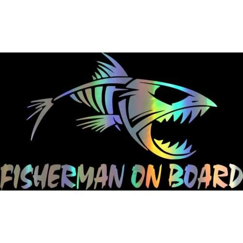 FD510 Car Sticker 3D Fisherman On Board Skillet Fishing Sticker On Car Funny Vinyl Decals JDM Motorcycle Car Styling