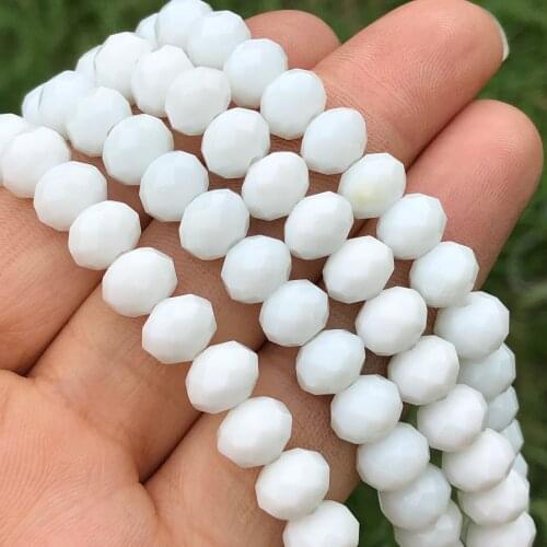 Porcelain White Austria Crystal Glass Faceted Rondelle Bead Round Loose Spacer Beads For Jewelry Making Diy Bracelet Accessories