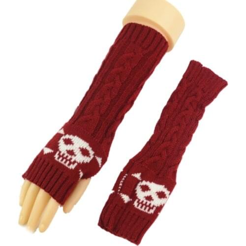 Carnival Skeleton Hand Gloves Stretchy Long Fingerless Sleeves Arm Warmer Sleeve Knit Arm Sleeves Halloween Costume