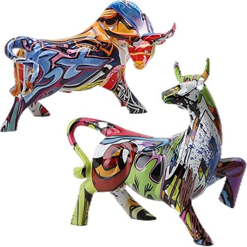 Cow Figurine Cattle Statue Sculpture Ornament Living Room Wine Shelf Decor