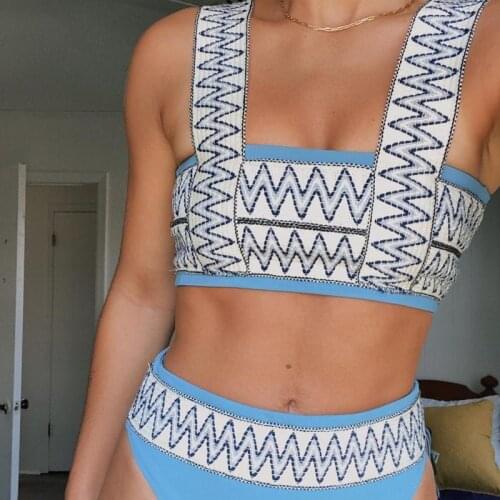 Sexy Striped Swimsuit Two-Piece Suit High Waist Women Bandeau Swimsuit Push Up Bathing Suit Summer Beachwear Swimming Bikini Set