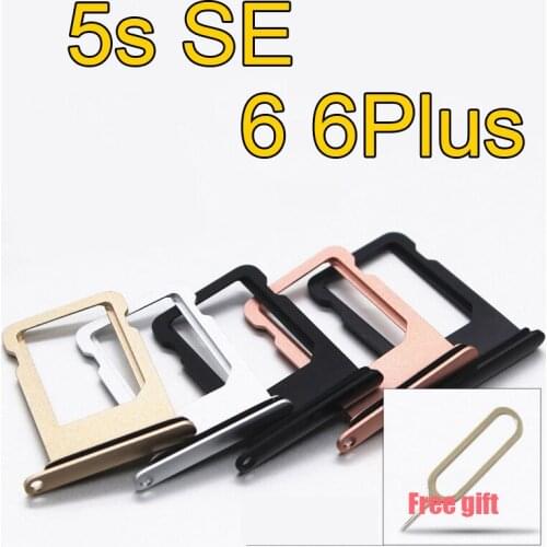 For iPhone 6 6plus Sim Card Tray Micro SD Holder Slot Sim Card Tray for iPhone 5s se with free Open Eject Pin Key