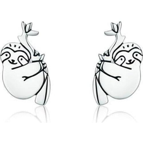 Cartoon Small Cute Lazy Sleepy Sloth Stud Earrings For Women Girls Lovely Sloth Earrings Charms Animal Jewelry Kids Gifts
