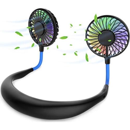 Mini Hanging Neckband Fan Portable Cold Air Fan USB Rechargeable Hands Free Sports Fan 3 Speed for Sports Travel Office