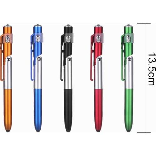Multi-function 4 in 1 Pen Ballpoint Pen Folding led Light Mobile Phone Stand Holder Screen Stylus Touch Pen For School Office