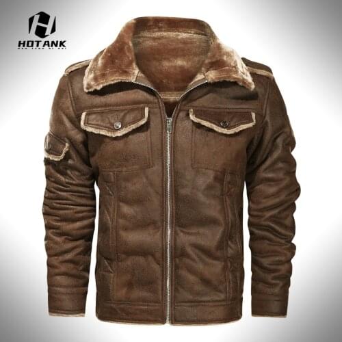 Brand New Winter Mens Fur Leather Jacket High Quality Retro Suede Coat Thicken Bomber Jackets Men Biker Outwear Streetwear 2021