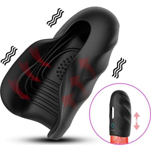 Male Masturbator Vibrator Aircraft Cup Penis Delay Trainer Delay Ejaculation Oral Climax Glans Stimulate Massager Pussy Sex Toys