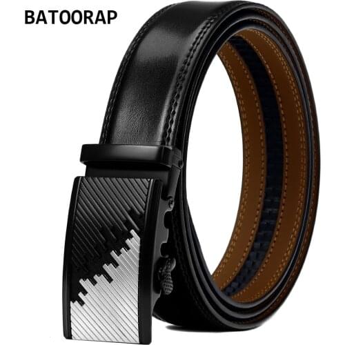 BATOORAP Genuine Leather Belts For Men Novelty Patchwork Buckle Automatic Designer Luxury Male Business Trouser Belt Strap E054
