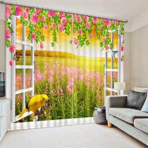 Customized Beautiful scenery Luxury 3D Blackout Window Curtain Drapes For Living room Bed room Hotel Wall Tapestry Cortinas
