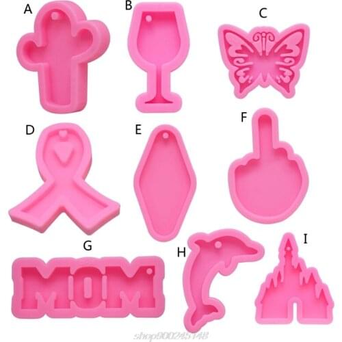 Handmade Dolphin Butterfly MOM Castle Ribbon Bow Keychain Pendant Mold Resin Casting Silicone Jewelry Making J22 21 Dropship
