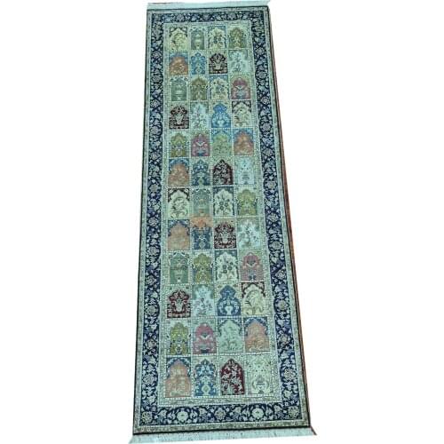 Seeykeep™ 2.5x8ft Rectangle Pure Silk Handknotted Decorative Compartment Design Renowned As Garden Pattern Rug-SK3036148