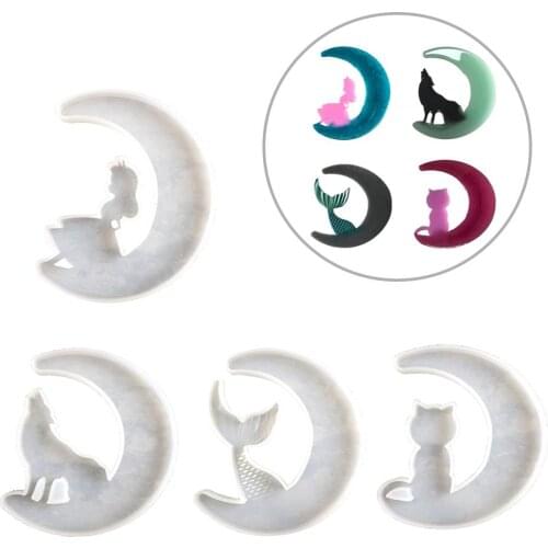 4 PCS/lot Silicone Mould Crystal Epoxy Resin Mold Handmade DIY Crafts Mold Moon Ornament Making Tool Childrens Gifts