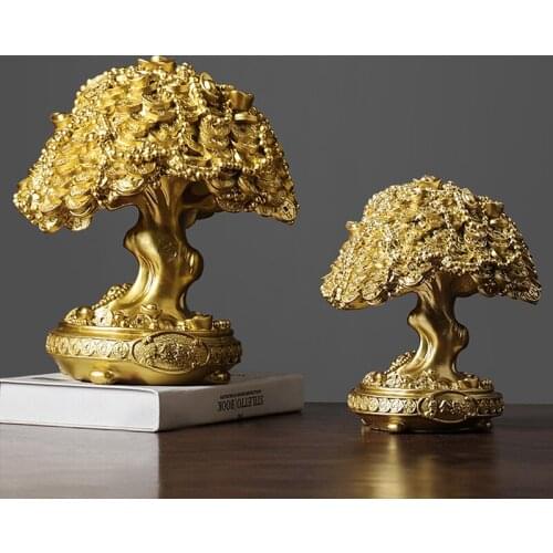Lucky Tree Sculpture Home Statue Resin Money Tree Crafts Cabinet Furnishings Souvenir Decorations