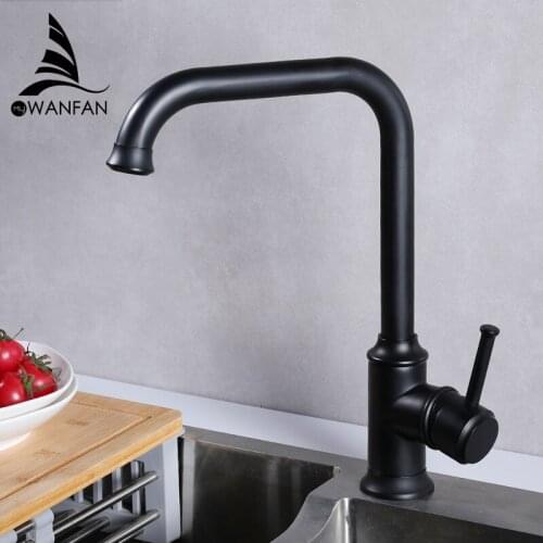 Kitchen Faucets Brass Kitchen Sink Water Faucet 360 Rotate Swivel Faucet Mixer Single Holder Single Hole Black Mixer Tap 18059