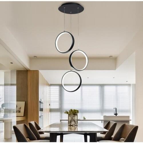 Modern Pendant Chandelier for Office Dining room Kitchen Aluminum Circle Ring Modern Chandelier Lighting fixtures