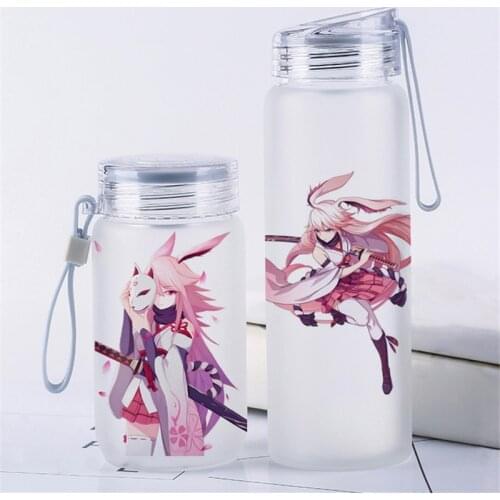 1 pcs Anime Game Honkai Impact 3 Printed Portable Glass Water Bottle Travel Cup Cosplay Prop for Boy Girl Gift 360ML / 500ML