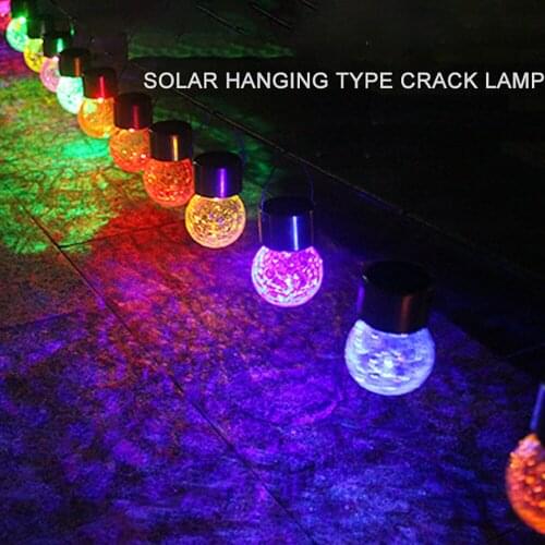 Solar Led Light Outdoor Glass Lamp Crack Ball Chandelier Waterproof Garland Decoration Lights Outdoor Light Holiday Party House