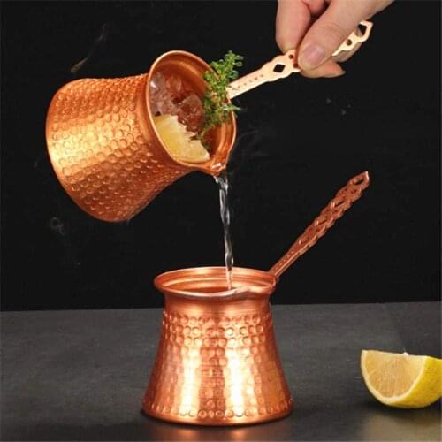 Turkish Coffee Pot Copper-plated Hammer Point Turkish Coffee Cup Milk Pot Bucket Appliance French Pressure Pot Flame Goblet