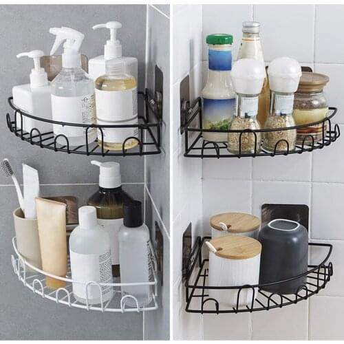 Corner Organizer Iron Bathroom Storage Shelf Triangular Wall Mounted Kitchen Holder for bathroom kitchen
