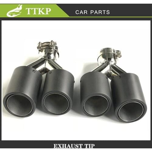 Universal Stainless Steel Carbon Fiber Matte Muffler Tip A Pair Left and right Y Style Double Exit Exhaust Pipe Mufflers
