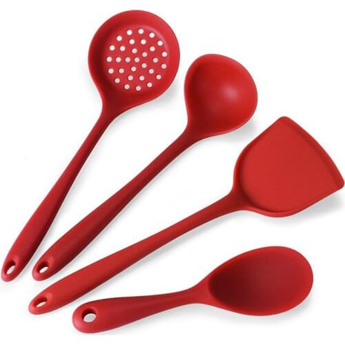 FDA Food Grade Silicone Kitchen Utensils Cooking Tools Set of 4pcs Cooking Spoon Turner Shovel Non-stick Pot Set Kitchen Utensil