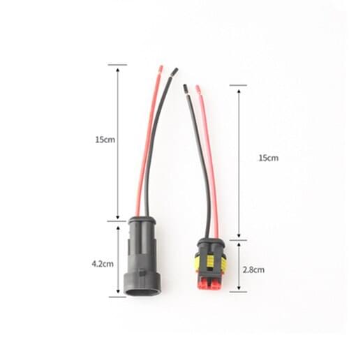 10Pcs Female+Male 2P AMP Superseal Waterproof Electrical Wire Cable Automotive Connector Car Plug Cable Wire, 282080-1 282104-1