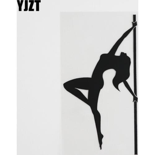 YJZT 8.6CMX16.2CM Stripper Sexy Naked Girl Dance Decal Vinyl Car Sticker Black/Silver 8A-0415