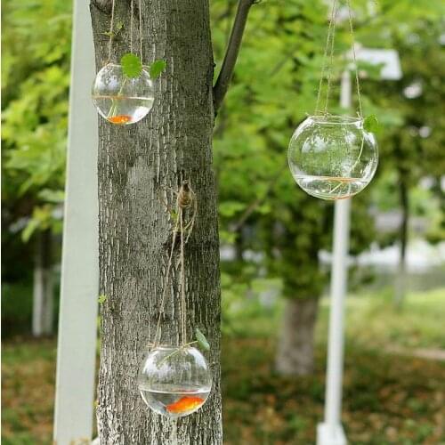 1pcs Creative Glass Hanging Ball Vase Fish Aquarium Tealight Candle Holder Glass Terrarium Home Decor for Women Men New