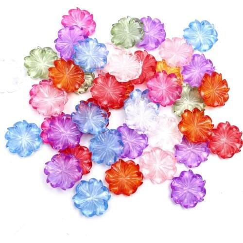 100pcs Mixed Clear Resin Flower Decoration Crafts Flatback Cabochon Embellishments For Scrapbooking Beads Diy Accessories