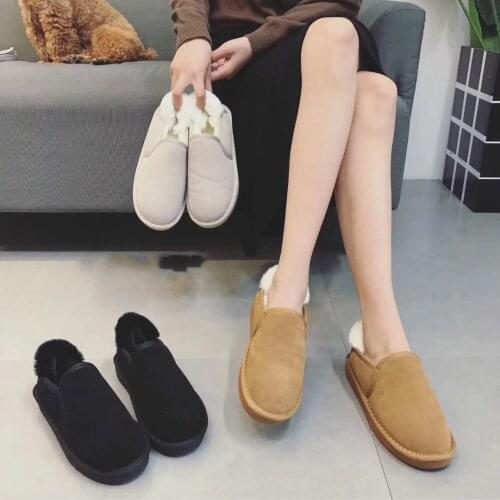 2020 Fashion new sheepskin leather wool fur lined women short ankle winter suede snow boots with fur winter shoes R12-44