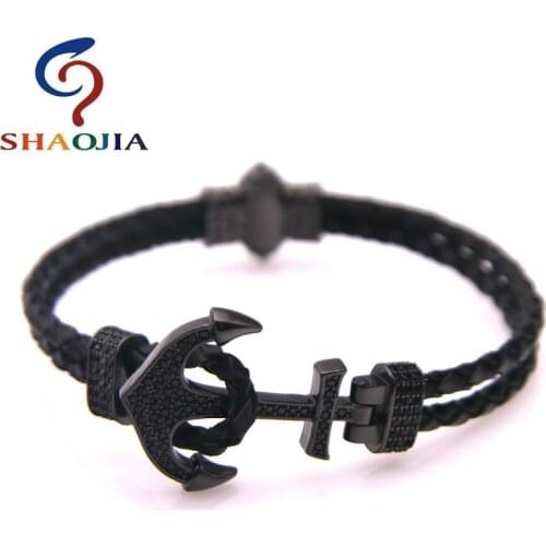 2020 New Micro-zircon Woven Leather Anchor Bracelet With Male And Female Charm Bracelet Jewelry Bracelet Male Bracelet Pulseras