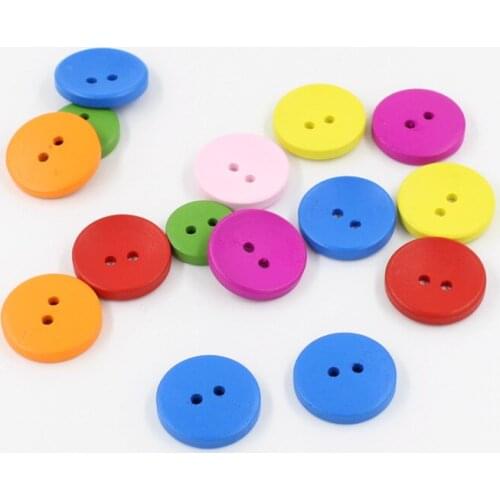 50/100pcs 15mm mix Color Natural good Wooded Button Sewing Children decoration Craft Garment Accessorie Buttons scrapbooking