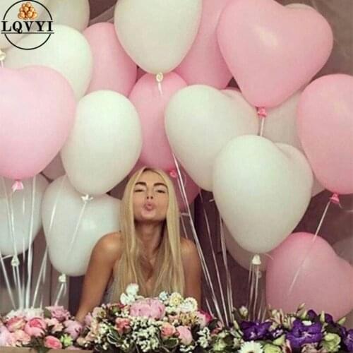 50pcs 2.2g 10inch Red Pink White Heart Latex Balloons Wedding Marriage Birthday Party Decors Inflatable Helium Globos Proposal