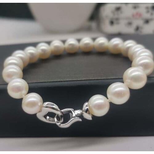 AA 9mm round white fresh water pearl necklace bracelet or sets can customized