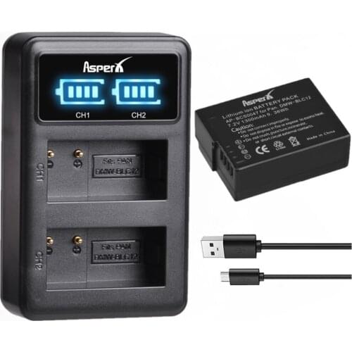 1300mAh DMW-BLC12 DMW BLC12 Battery with Charger for Panasonic DMW BLC12E BLC12PP FZ200 FZ300 FZ1000 G5 G6 G7 GX8 G85 GH2