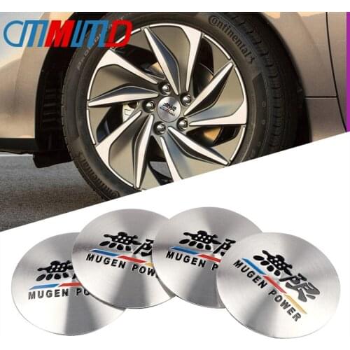 Car Styling New 4pcs 56mm aluminum Mugen Power Car Wheel Center Hub Cap Sticker Emblem Badge Sticker for Honda Civic Accord CRV