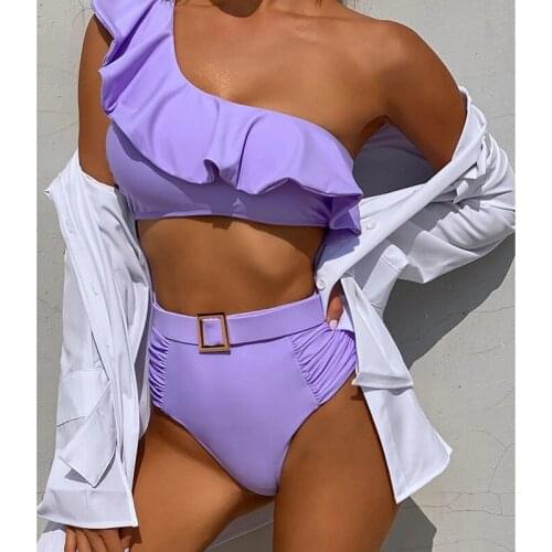 High Waist Bikinis 2021 Women Swimsuit Sexy One Shoulder Female Swimwear Female Bikini Set Bathing Suit Biquini Swimming Suit