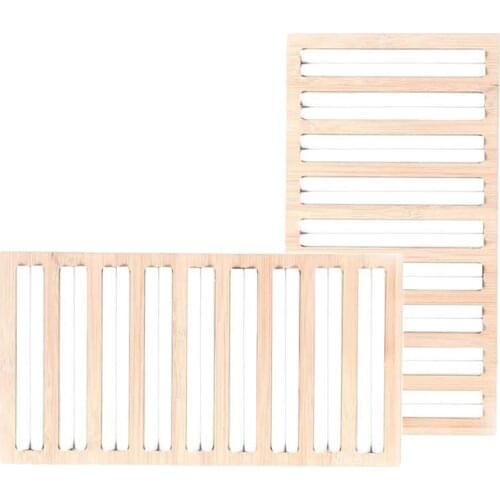 2pcs WhiteBamboo Wooden Jewelry Display Plate Rings Earrings Storage Stand