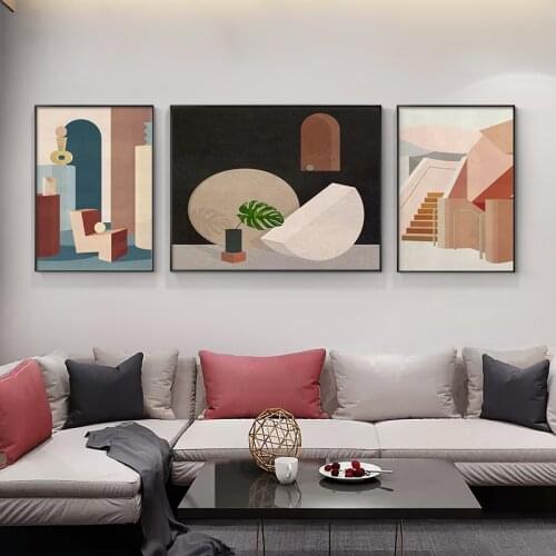 EECAMAIL Nordic Diamond Painting Full Diamonds Geometric Architecture Diamond Embroidery Triptych Cross Stitch No frame