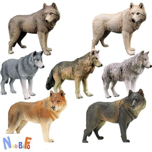 Hot ! Original wild life zoo animal model Big Plus Steppe Wolf black wolf Figurine figures kids educational toys children gift