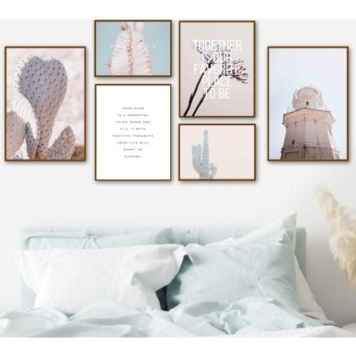Cactus Desert Plant Dandelion Lighthouse Wall Art Canvas Painting Nordic Posters And Prints Wall Pictures For Living Room Decor