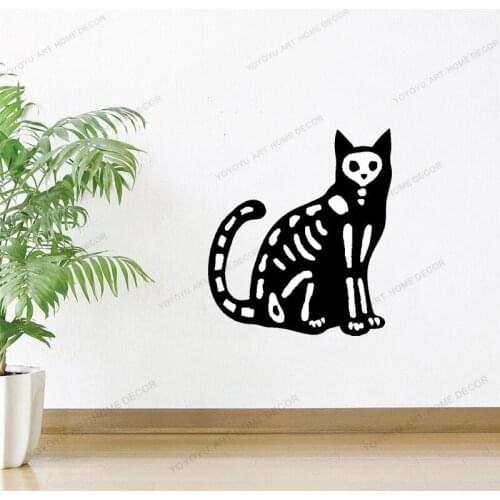 Bones Cat Sign Pet Vinyl Wall Sticker Wallpaper Wall Decals Scissors Decor Animal Care Shop Art Wall Murals CX53