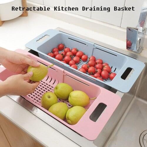 Kitchen Retractable Sink Drain Basket Plastic Filter Dish Rack Flexible Drain Basket Kitchen Sink Accessories