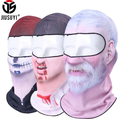 Summer Full Face Cover Breathable Balaclava 3D Clown Beard Man Printed Ski Scarf Men Women Helmet Liner Caps Bicycle Accessories