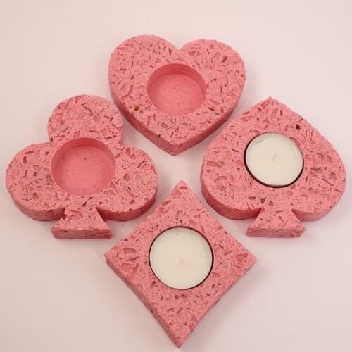 Miniditi Pink Color Mug-Tile-Spade-Fly (Playing Symbols) Bright Color Luminous Candle Holder Set