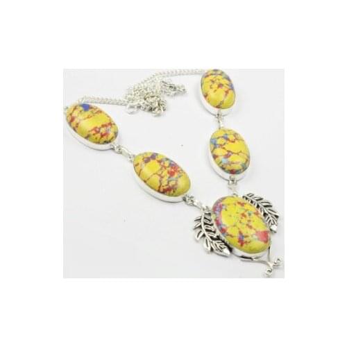 Mosaic Jaspers Necklace Silver Overlay over Copper, 51 cm, N2396