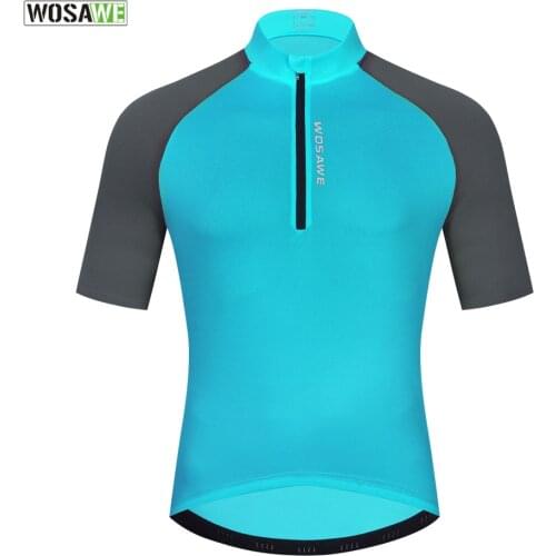 WOSAWE Mens Short Sleeves Cycling Jersey Bicycle MTB Road Bike Shirt Reflective Summer Mountain Bicycle Jersey Running Tshirt